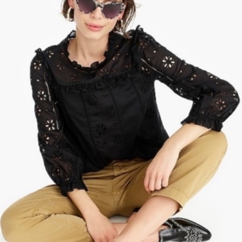 J.Crew Eyelet Ruffle Top - Picture 2 of 9